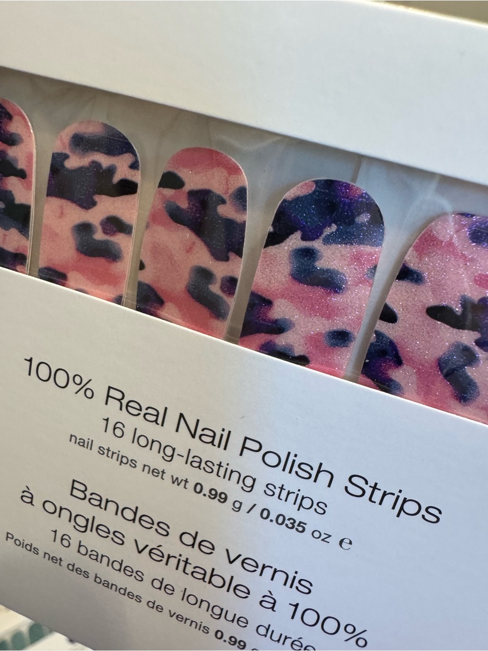 Color Street Pink and Purple Camo Glitter Nail Strips